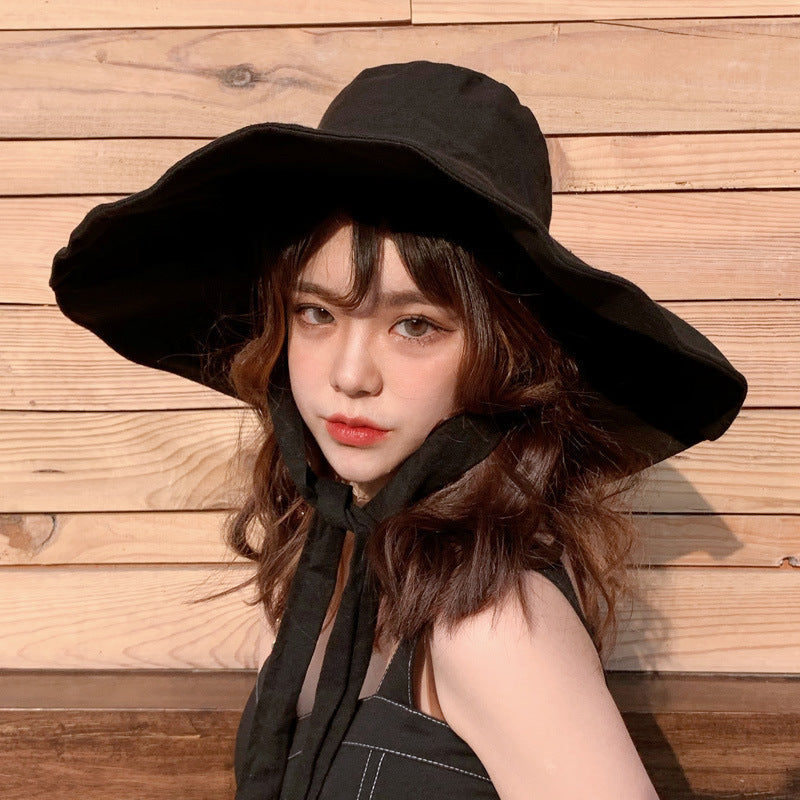 Women's Wide Brim Sun Protection Windproof Big Brim Fisherman Hat