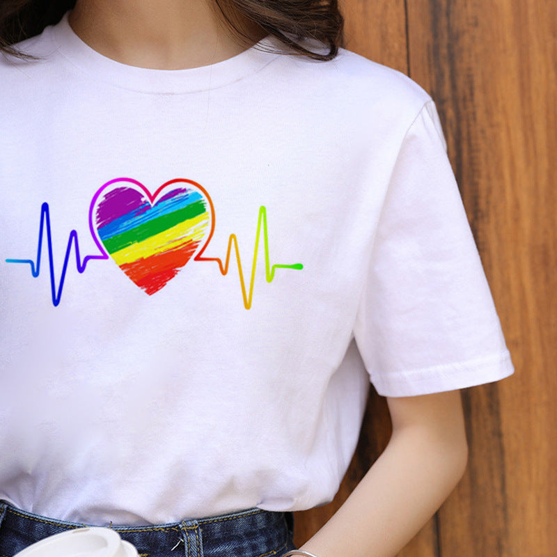 Letter Print Casual Short Sleeve Ladies T-Shirt
