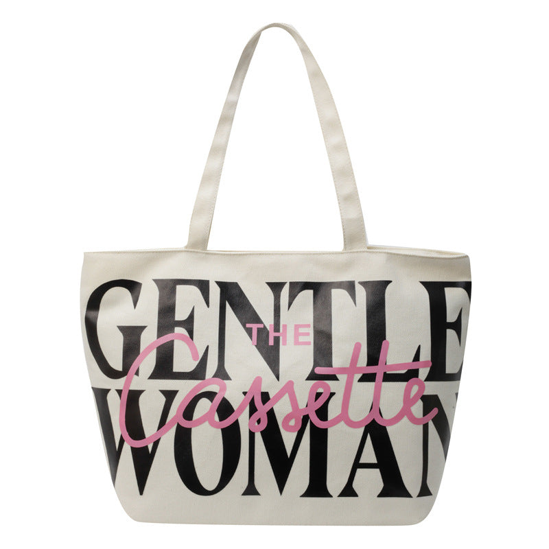 Versatile Texture One-shoulder Large Letter Painted Canvas Bag