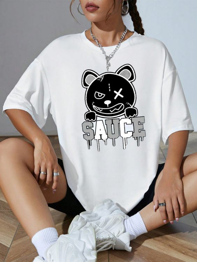 Summer Pattern Letter Print Short-sleeve T-shirt Top