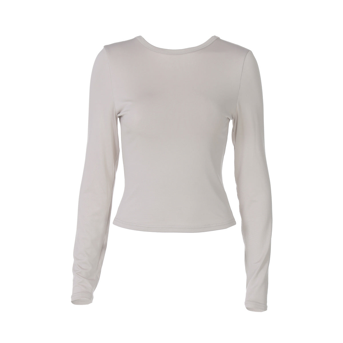 Slim Fit Rygløs Ensfarvet Langærmet Top