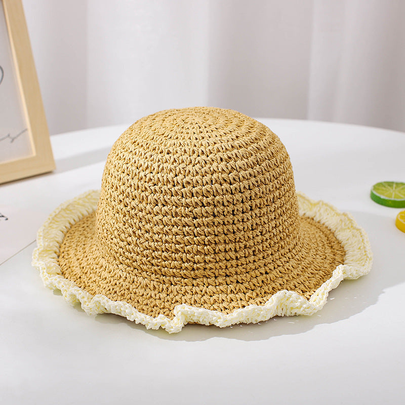 Colorblock Papyrus Foldable Children's Straw Hat