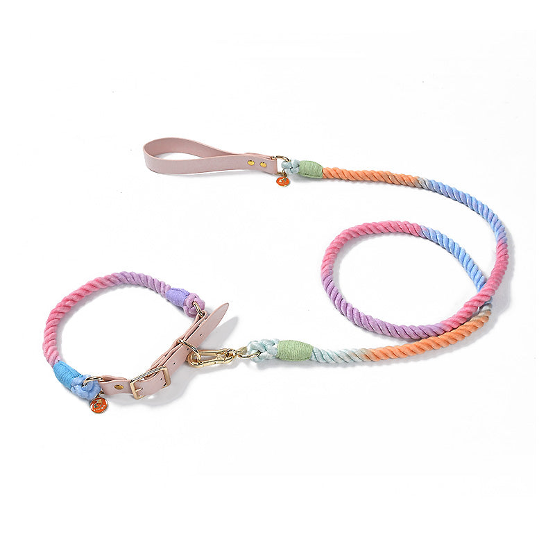 Rainbow Traction Rope Collar Adjustable Medium And Large Dog Outing Chain