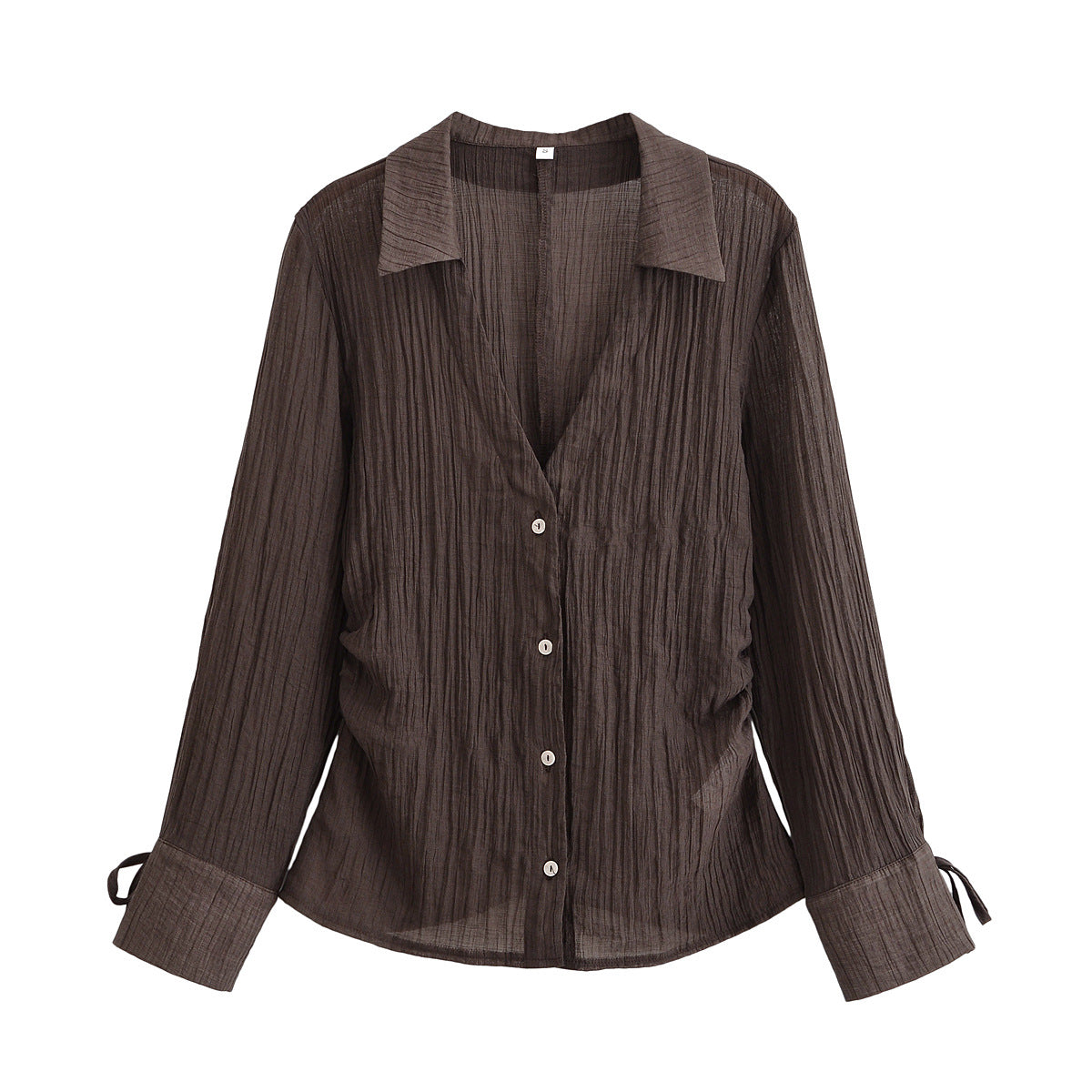 Summer New V-neck Bowknot Decoration Semi-transparent Shirt