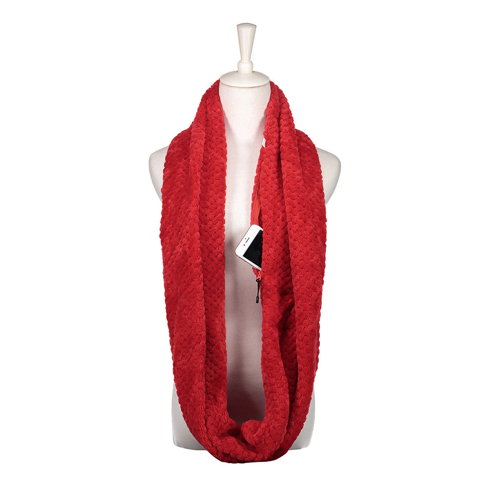 Warm Scarf Unlimited Zipper Travel Pocket Bib
