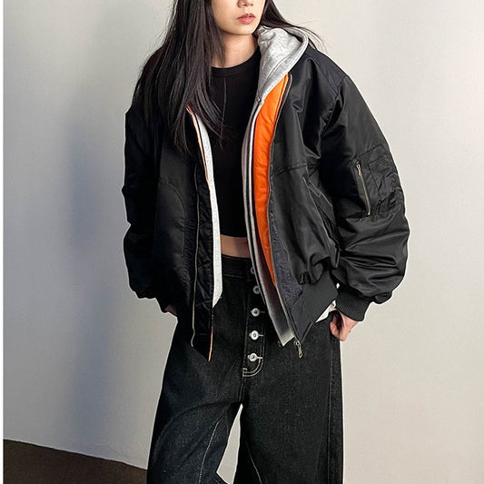 Pilot Stand Collar Retro Loose All-matching Thickened Fall Winter Coat