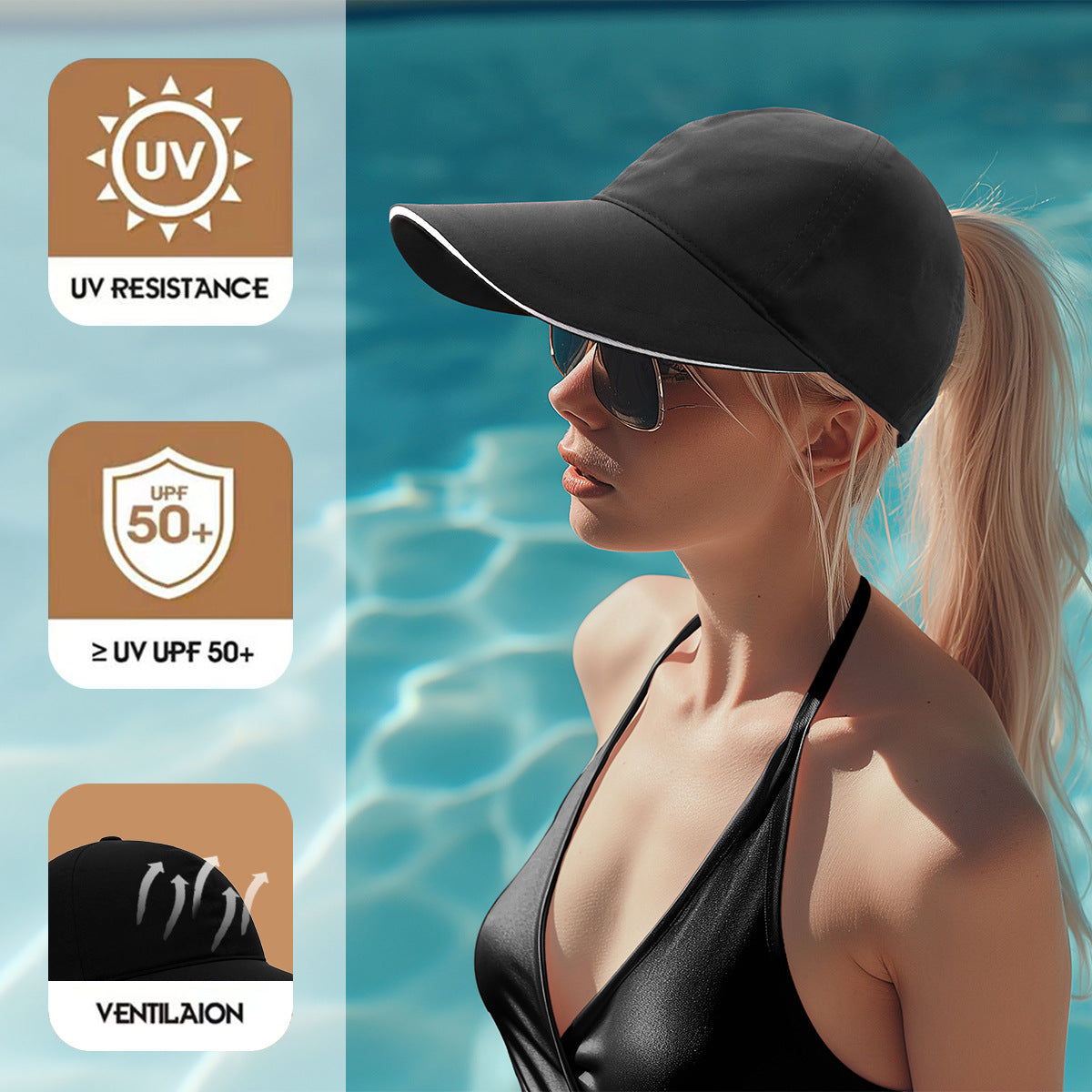 Women Outdoor Baseball Cap Quick-drying Waterproof Lengthened Brim Outdoor