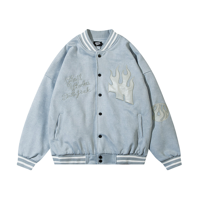 Men's Loose Woolen Jacket Stand Collar Baseball Uniform