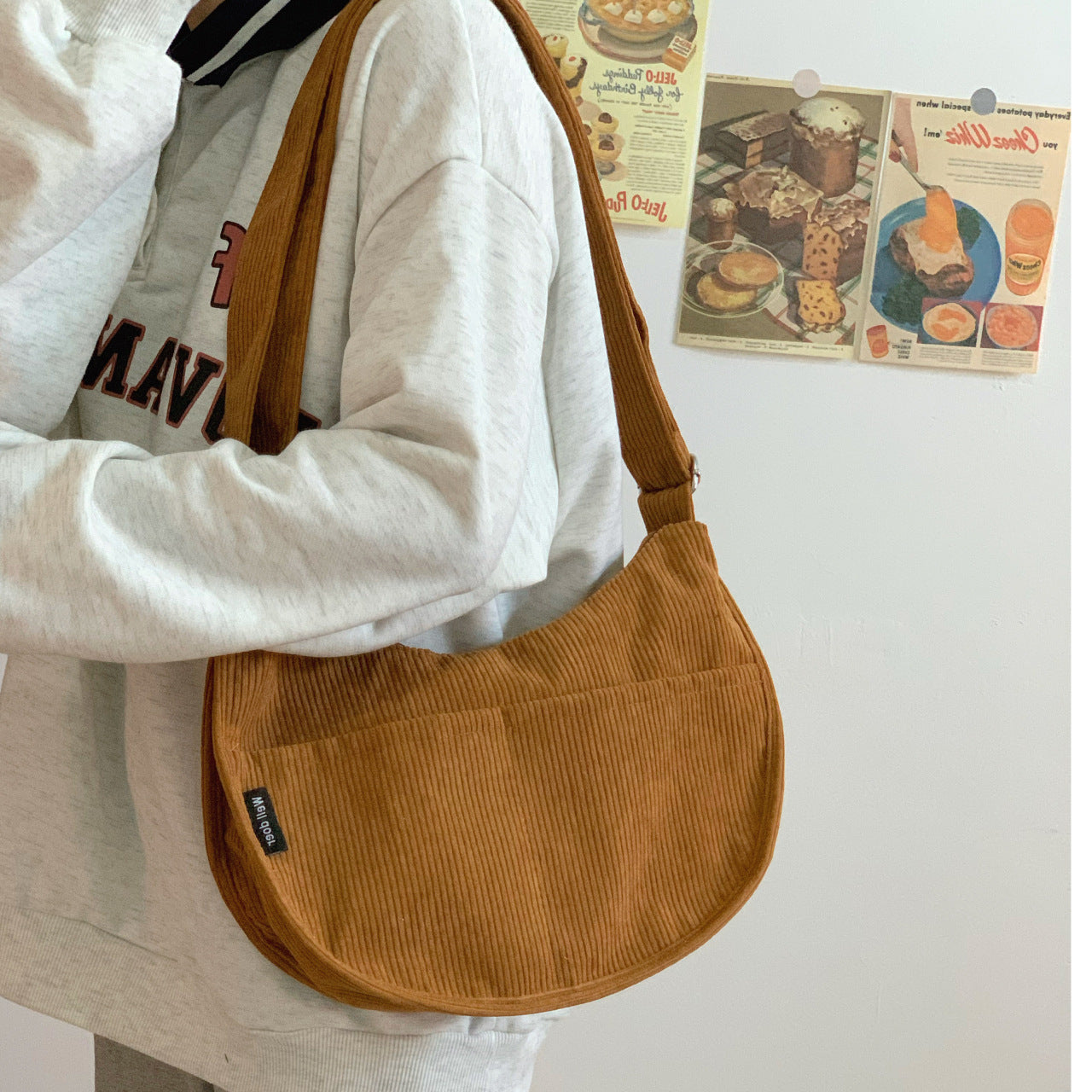 Fashionable Corduroy Dumpling Bun Small Shoulder
