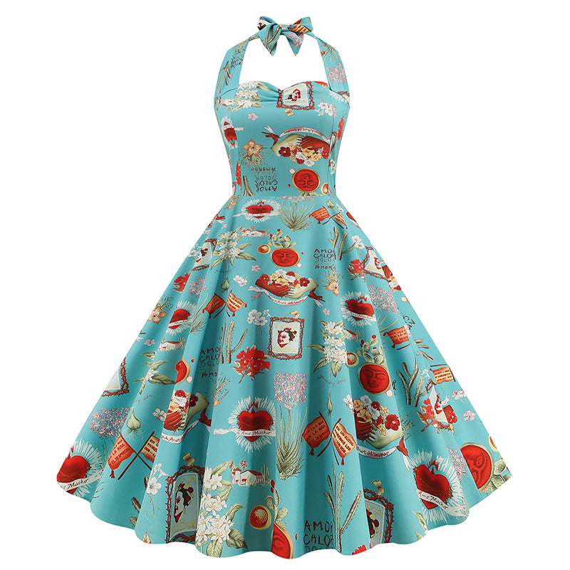 Vintage Style Red Slip Dress Made From Rayon With A Printed Pattern