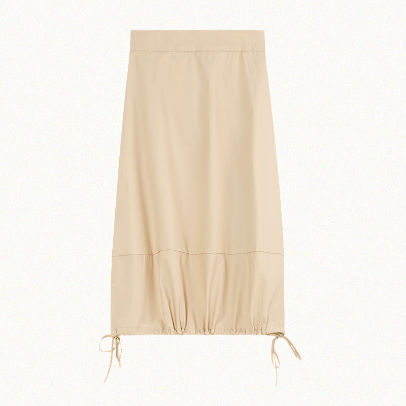 Elegant Simple Korean Style Drawstring At Hem A- Line Skirt