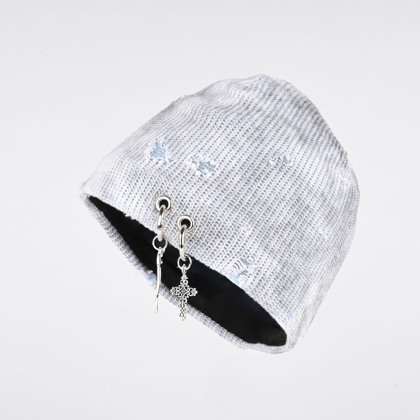 Womens Retro American Post-Apocalyptic Ripped Decorative Beanie