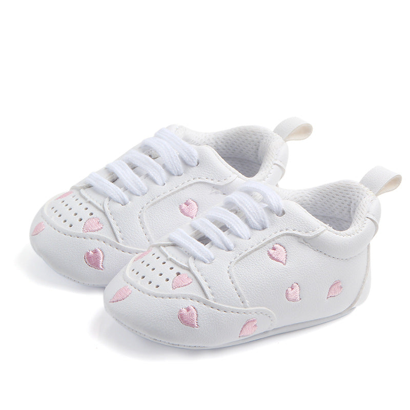 Sports Red Heart Five-star Baby's Shoes Toddler Shoes Soft Bottom Children's Sports Shoes White