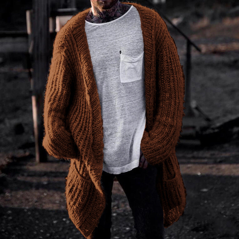 Men's Casual Men's Sweater Sweater Coat Solid Color Long-sleeved Cardigan