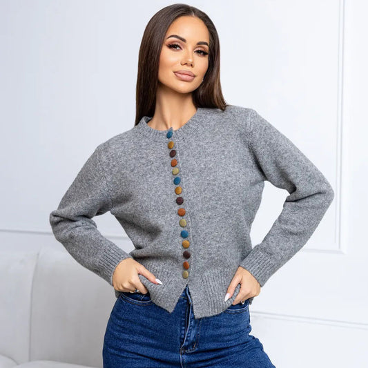 New Colorful-button Knitted Cardigan FallWinter New Arrival