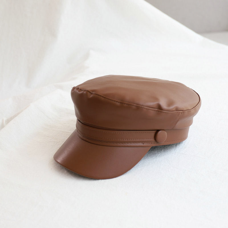 Retro Casual All-match Leather British Octagonal Hat