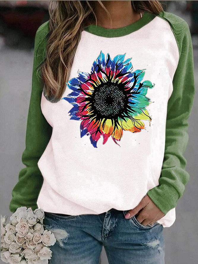 Vinter Ny Raglan Pullover Fritids Hættetrøje i fleece med tryk