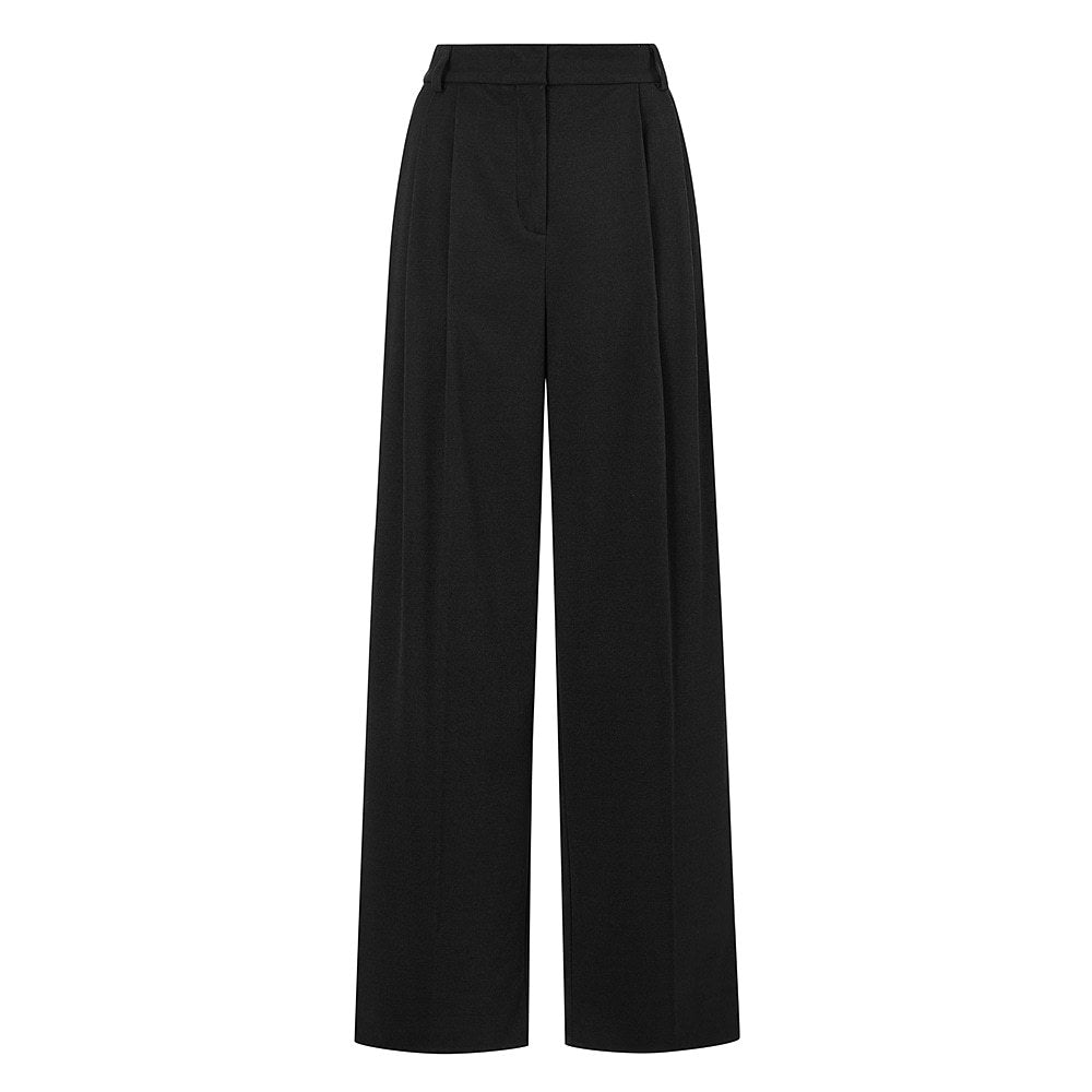 New High-waisted, Straight-leg Black Wide-leg Suit Pants