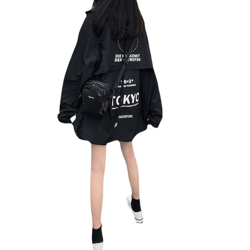 Korean Version Loose Print Patchwork In Fashionable College Style Long Sleeve