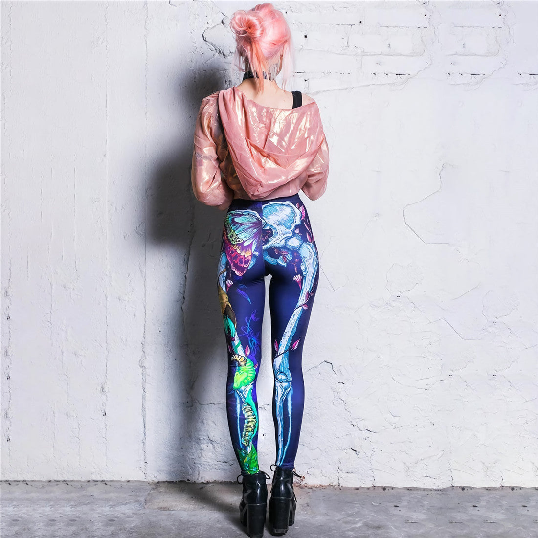 Punk Butterfly Skull Digital Printing Cropped Pants