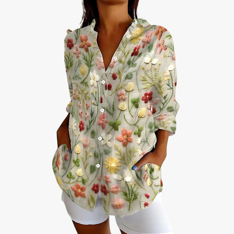 Printed Autumn Leisure Loose Shirt Women's Top