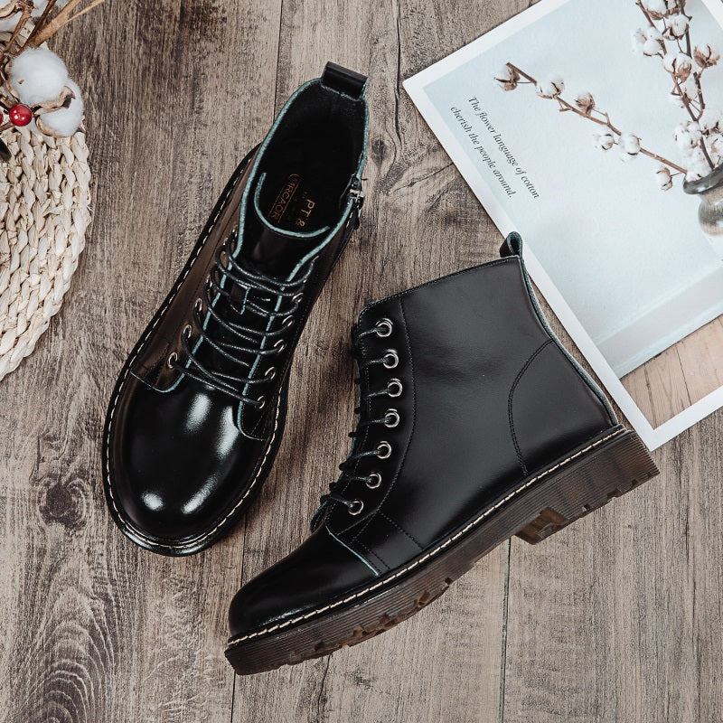 Black Leather Single Boots Small Leather Shoes