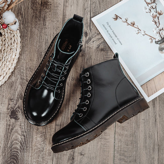 Black Leather Single Boots Small Leather Shoes