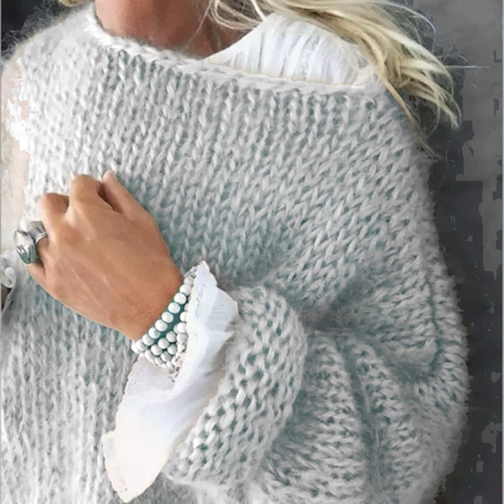 Womens Fashionable Loose Casual Knitted Sweater