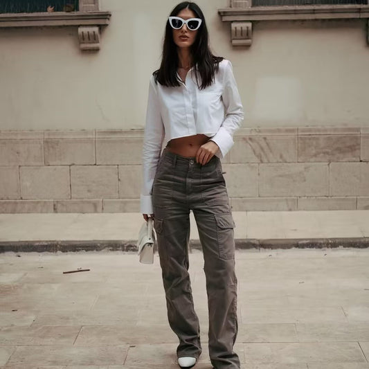 Women's Fashionable And Versatile Multi-pocket Workwear Long Pants