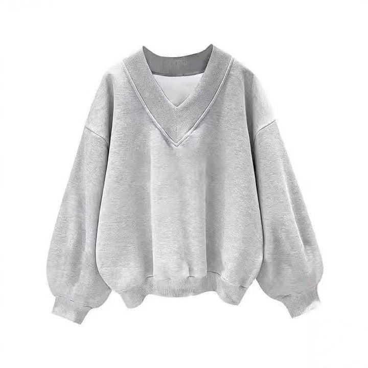 Korean Style Casual Loose All-match V-neck Top