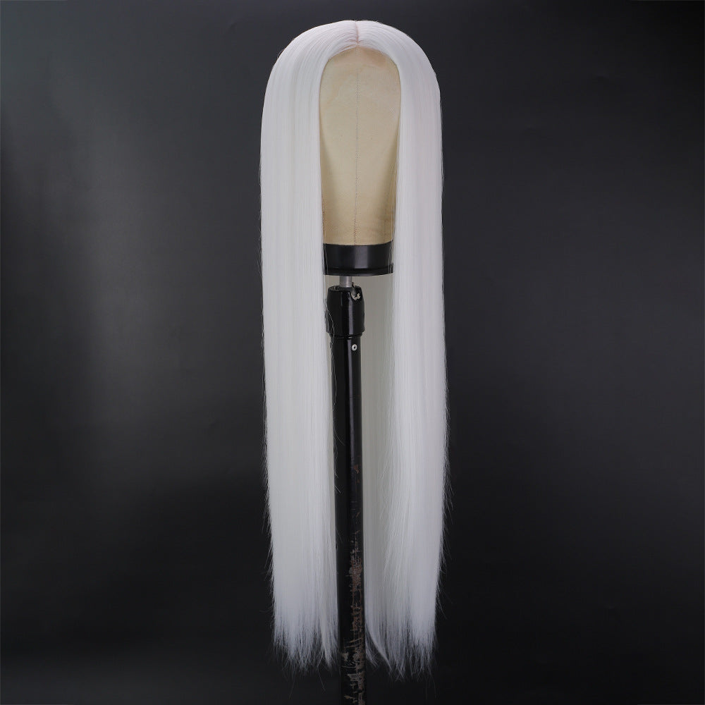 Front Lace Langt Glat Hår Kemisk Fiber Paryk