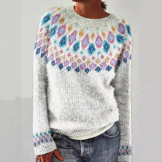 Round Neck Multicolor Loose Fashion Pullover Sweater