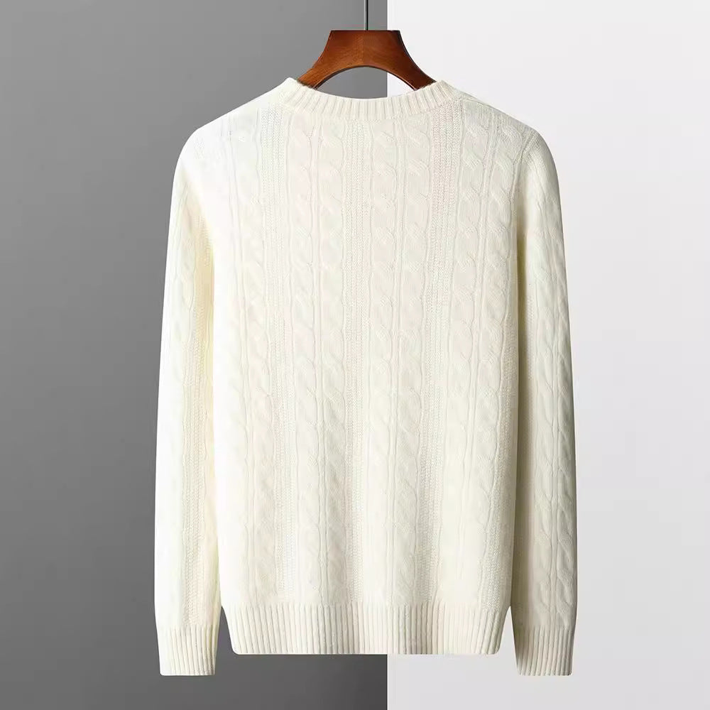 Rundhalset Kaschmirtrøje til Mænd Langærmet Pullover Klassisk