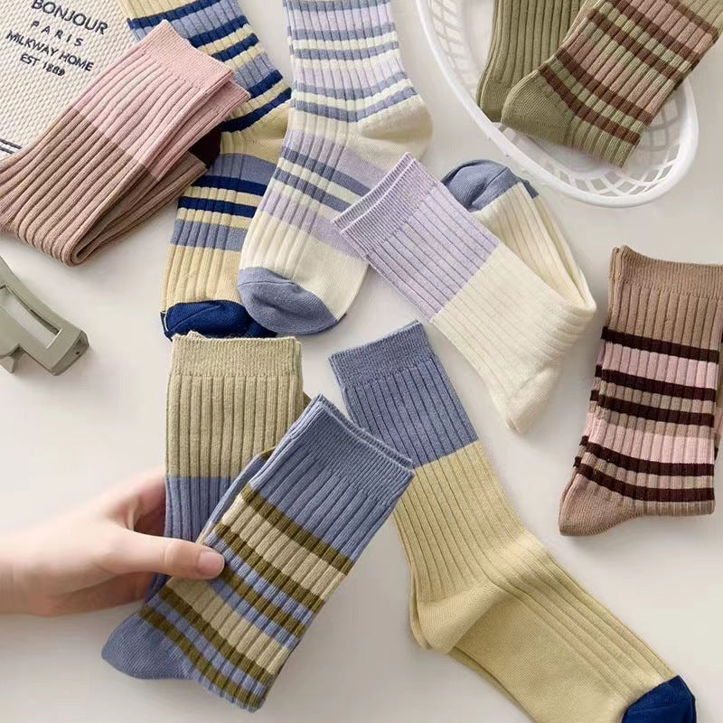 Women's Autumn And Winter Cotton Thickened Double Needle Tube Socks