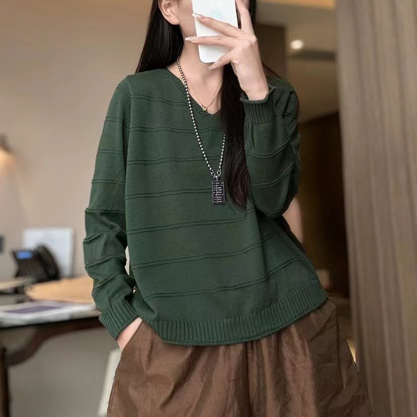 Artistic All-match V-neck Pullover Sweater
