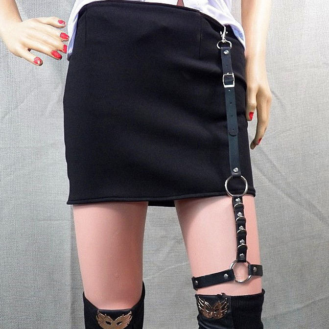 Harajuku Style Skirt Leather Chain Leg Ornament