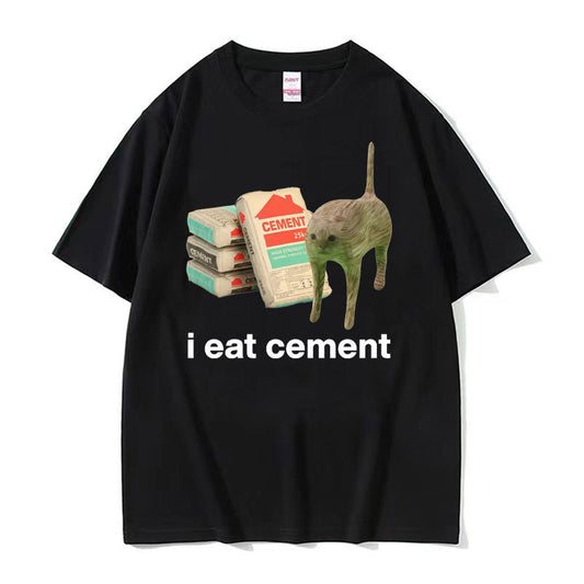Sjovt printet T-shirt Mænd og kvinder Mode Rund hals Løse korte ærmer