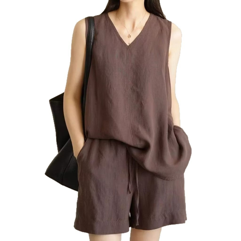 Womens Loose Casual Solid-color Fashion Two-piece Set
