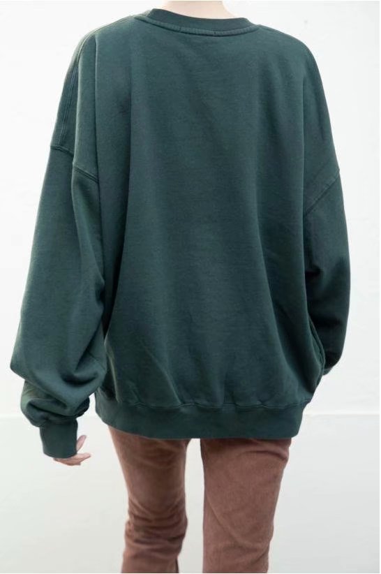 Eagle Embroidered Fleece Sweatshirt Round Neck Loose Jacket