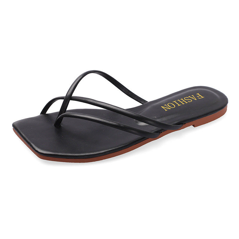 Fashion Outer Wear Korean Version Of Square Toe Flat Bottom