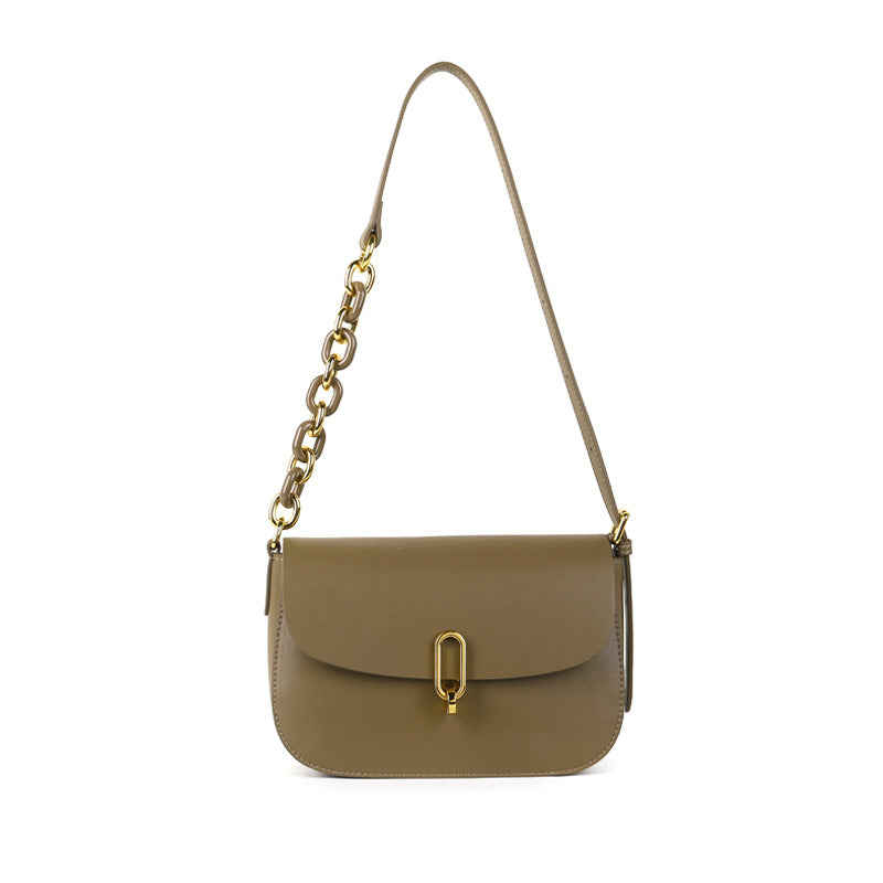 Women's Fashion Simple Locking Shoulder Crossbody Bag