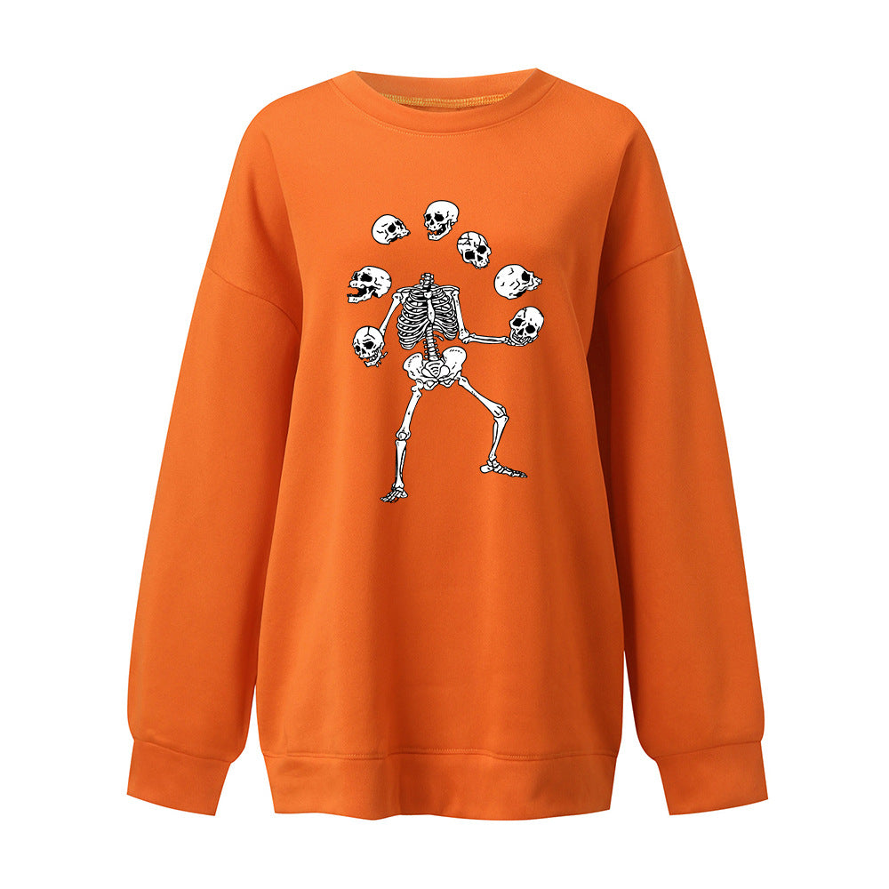 Løs casual Halloween-top med kreativt print til kvinder