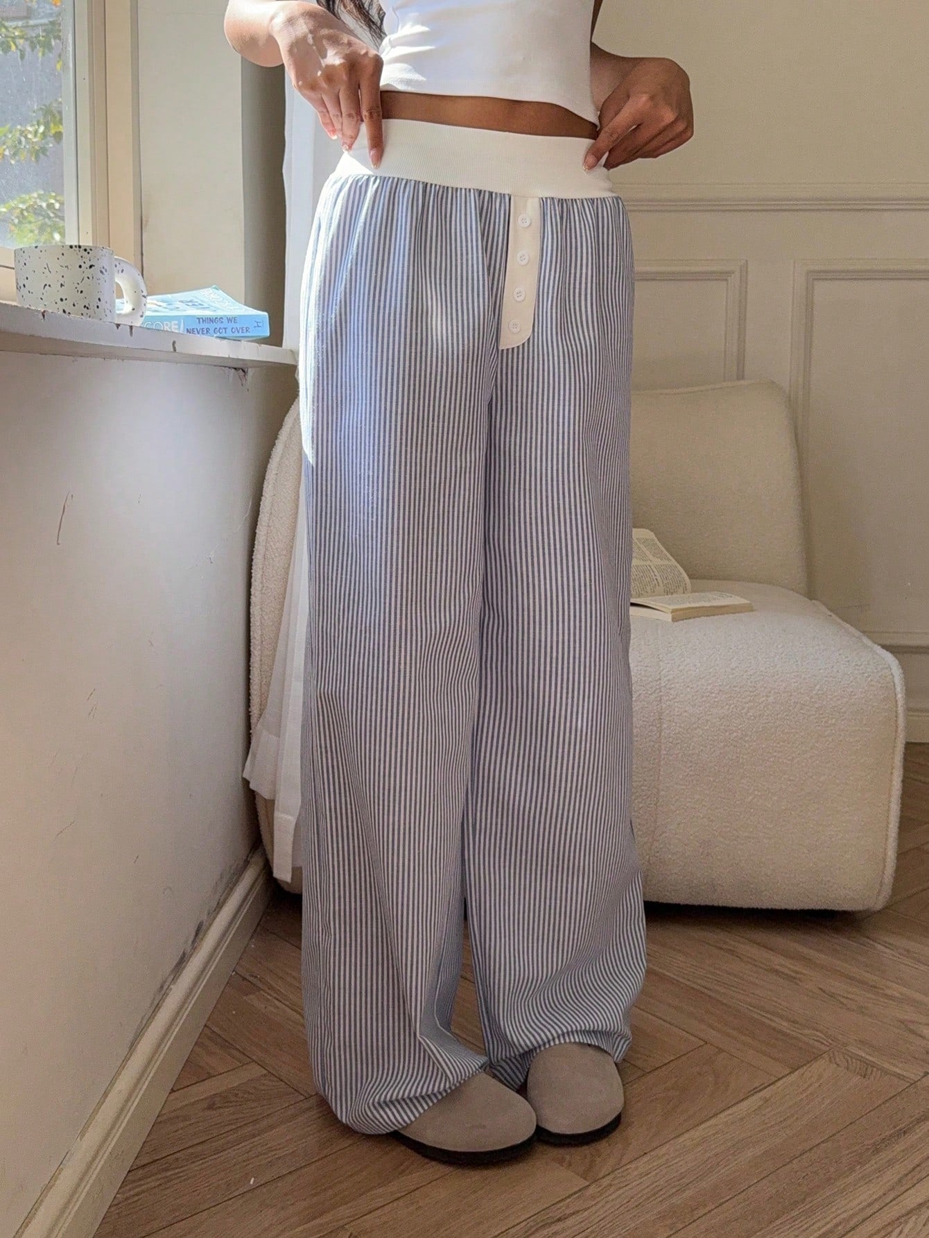 Women's Casual Striped Wide Leg Pants