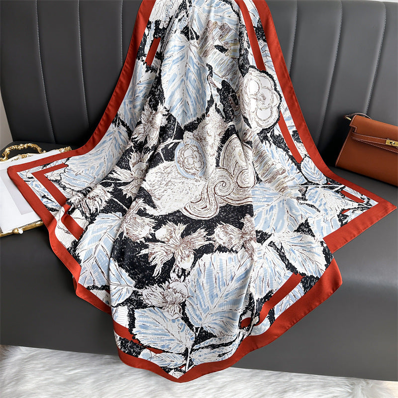 Womens Floral Color-Block Sun-Protective ShawlHijab