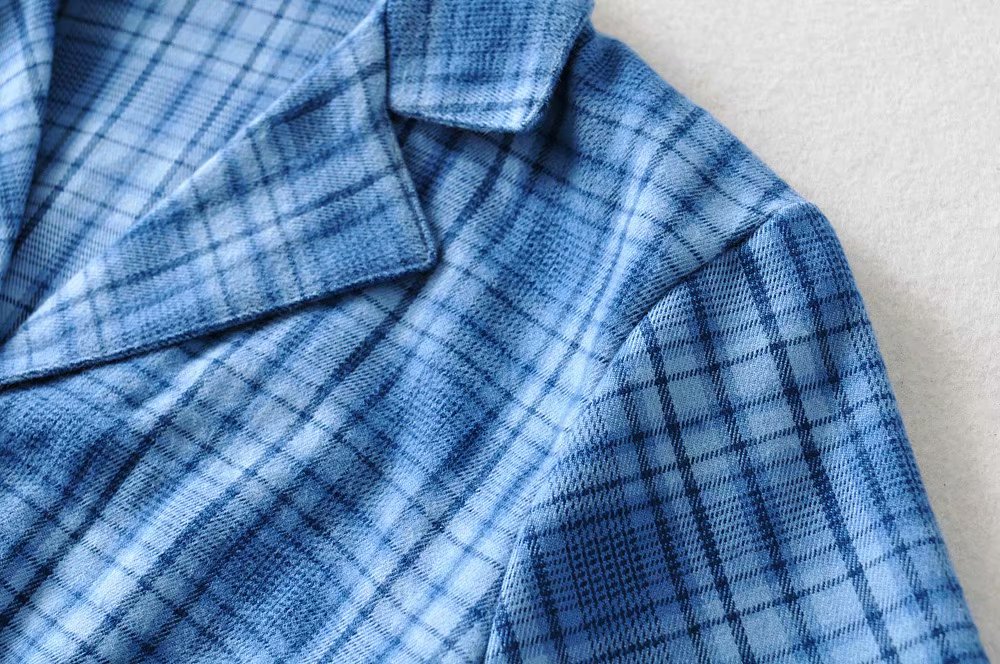 American Retro Loose Fitting Suit Collar Plaid Shirt