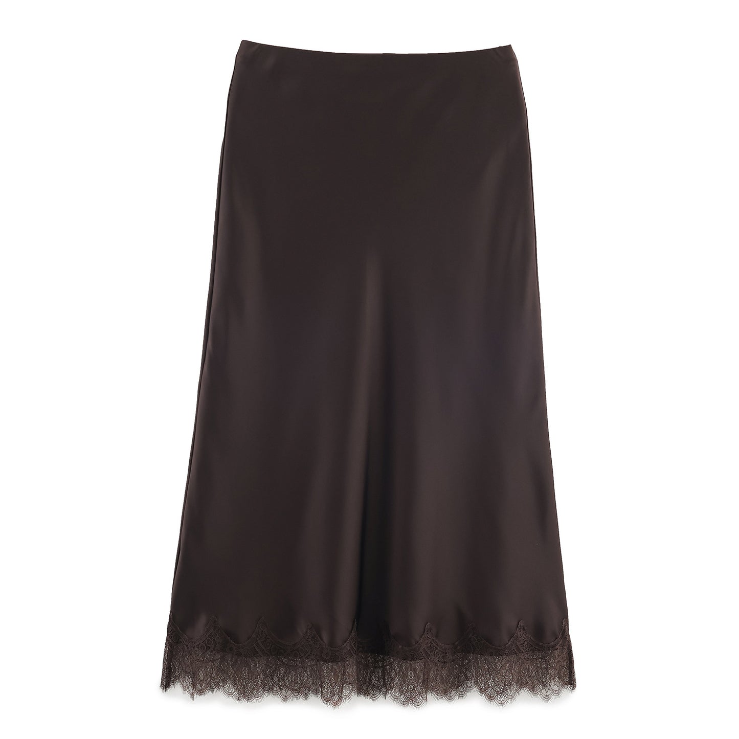 Womens Lace-trimmed Silk-matte Midi Skirt