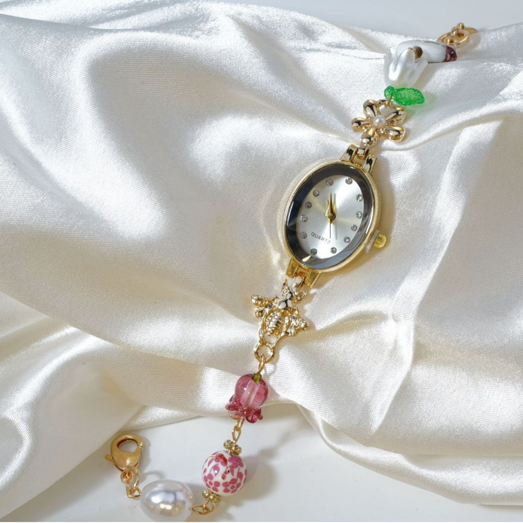 Elegant lys luksus diamantbesat vintage ovalt ur