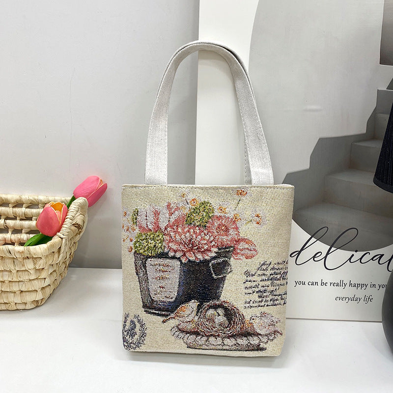 Gold Silk Double-sided Embroidered Small Square Bag Ethnic Style Leisure