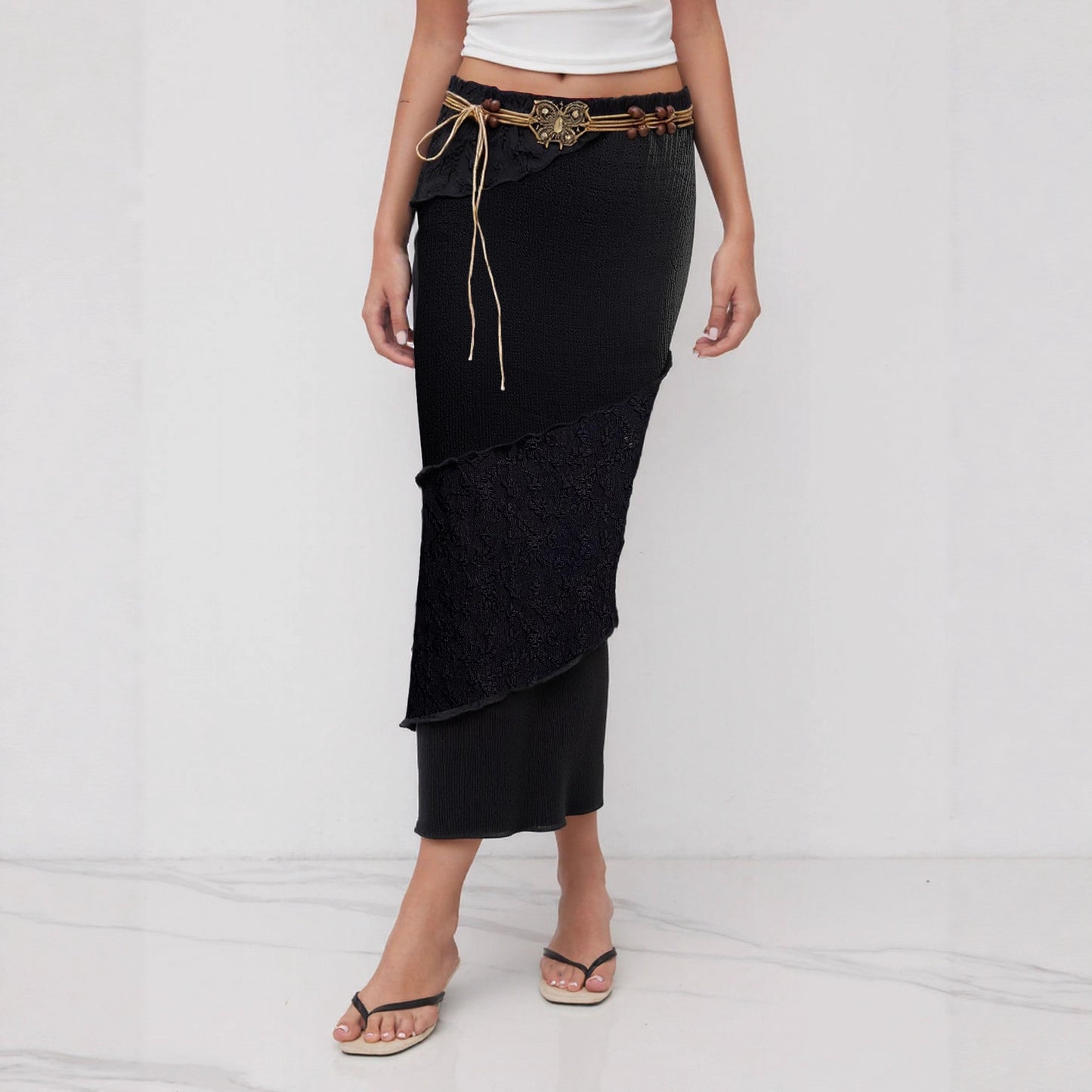 Retro Woven Butterfly Waist Cord Accessory Skirt