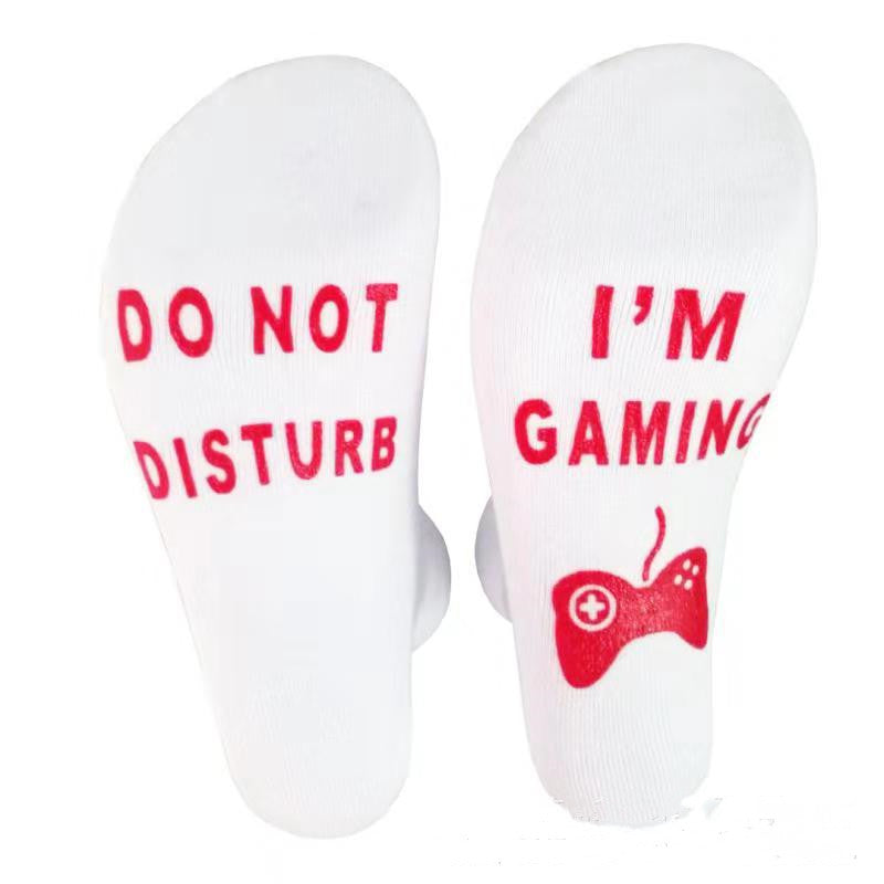 Letter Jacquard Cotton Mid-Calf Length Socks